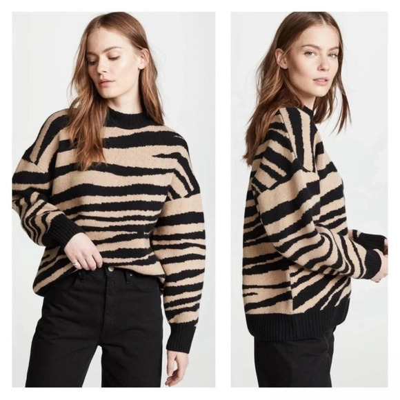 ANINE BING Cheyenne Zebra Cashmere Sweater SZ S - Picture 1 of 9